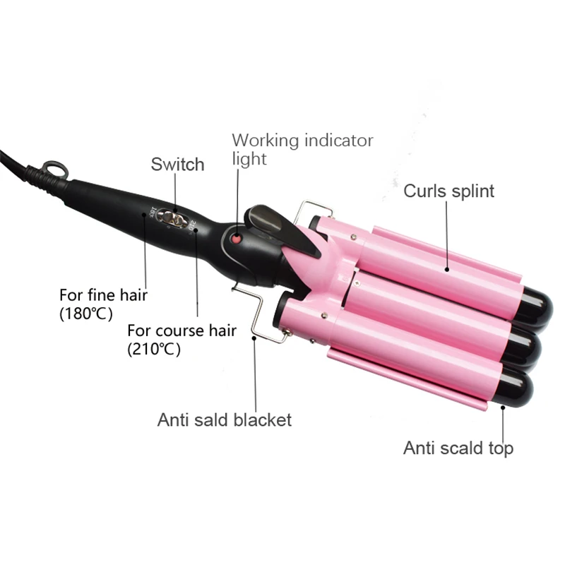 3 Barrel Curling Iron Wand 25mm Hair Waver Curler Iron Triple Barrels Hair Waving Styling Tools Crimping Tool For Deep Waves
3 Barrel Curling Iron Wand 25mm Hair Waver Curler Iron Triple Barrels Hair Waving Styling Tools Crimping Tool For Deep Waves