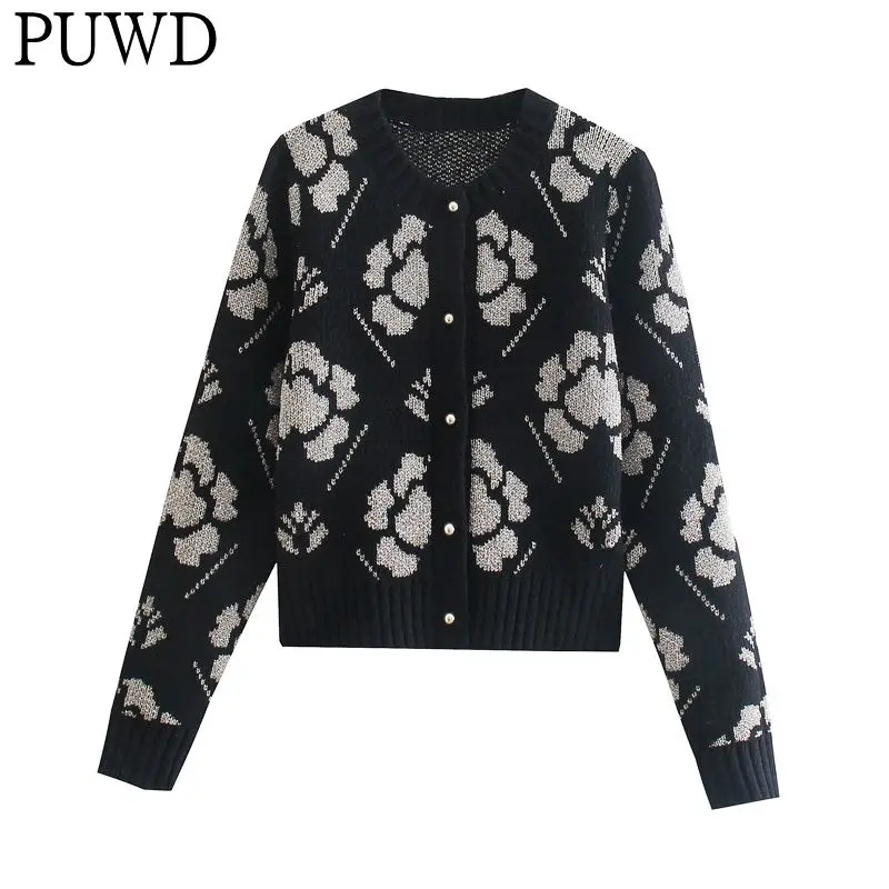 PUWD Vintage Women Flower Print Soft Coat Round Collar Pocket Buttons Warm Jacket 2021 Autumn Fashion Black Female Chic Outwear
PUWD Vintage Women Flower Print Soft Coat Round Collar Pocket Buttons Warm Jacket 2021 Autumn Fashion Black Female Chic Outwear