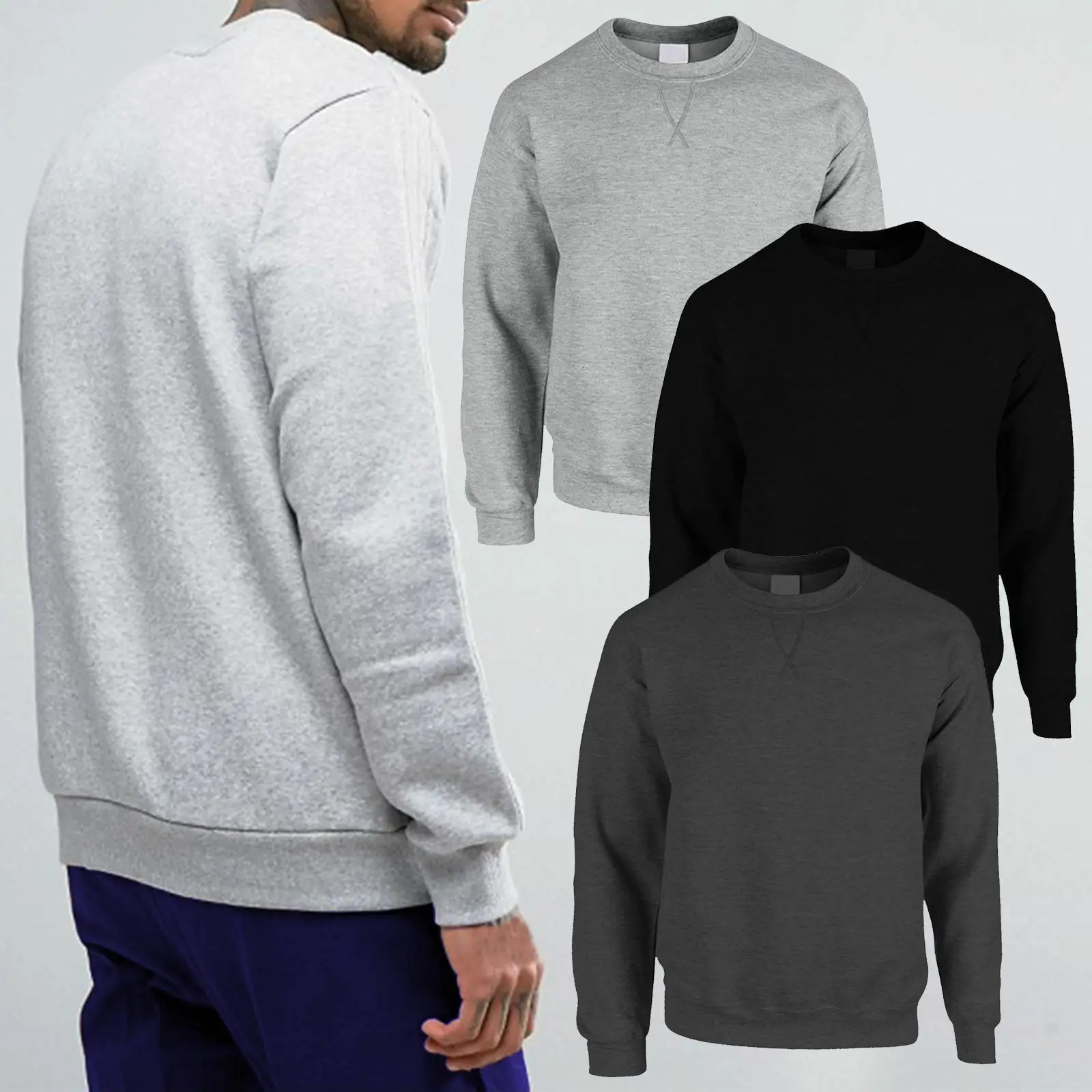 New Mens Casual Long Sleeve Classic Plain Pullover Sweatshirt Jumper Sweater Top
New Mens Casual Long Sleeve Classic Plain Pullover Sweatshirt Jumper Sweater Top