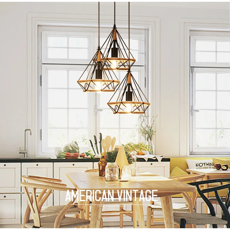 Vintage Pendant light Black Iron Lamp Russia Loft Cage Shape Hemp Rope Light for Dining Bedroom with E27 Edison Lamp Holder
Vintage Pendant light Black Iron Lamp Russia Loft Cage Shape Hemp Rope Light for Dining Bedroom with E27 Edison Lamp Holder