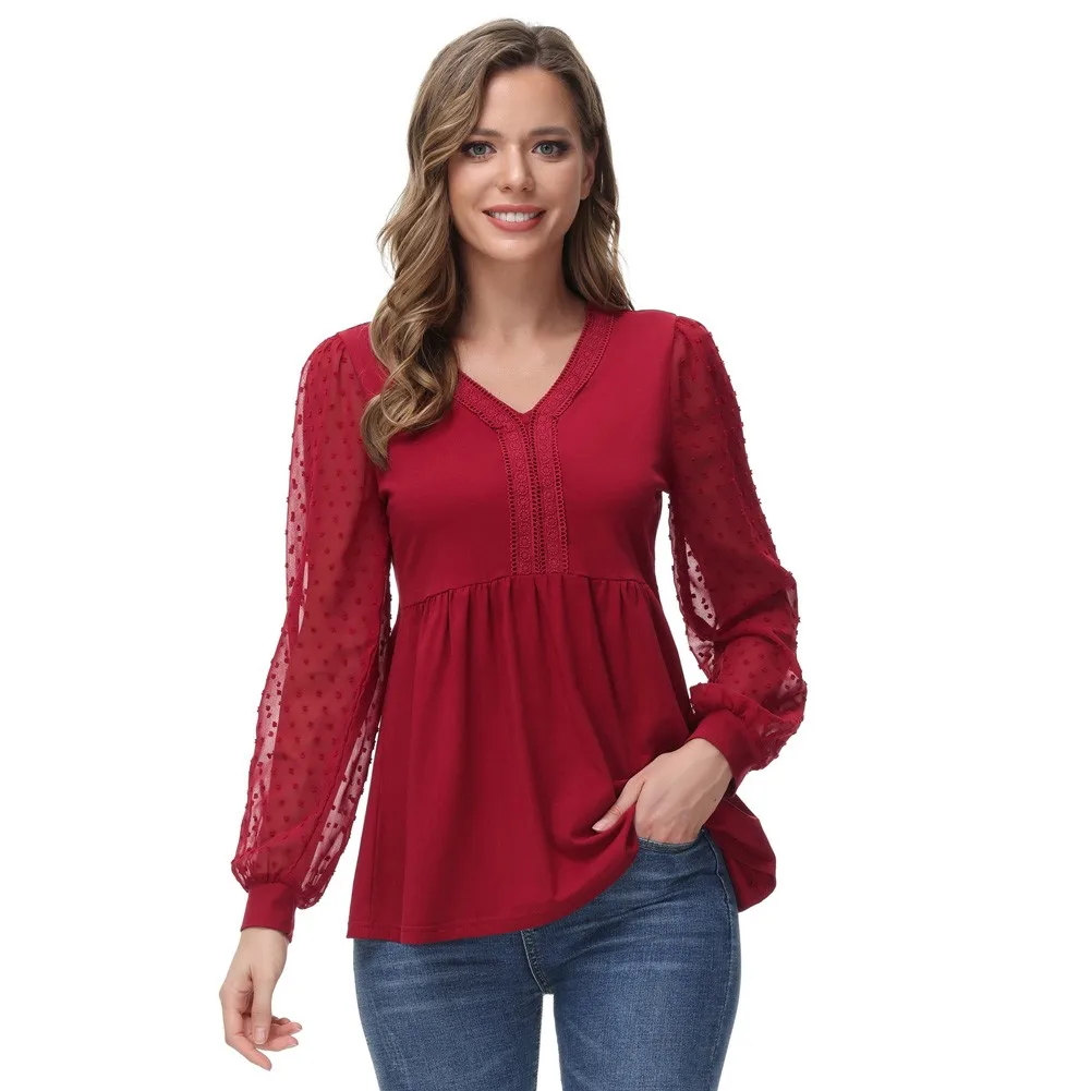 BP Fashion Women Summer Top Swiss Dot Patchwork T Shirt Long Sleeve V-Neck A-Line Tops Sexy Female Street Wear Tee Shirt Vintage
BP Fashion Women Summer Top Swiss Dot Patchwork T Shirt Long Sleeve V-Neck A-Line Tops Sexy Female Street Wear Tee Shirt Vintage