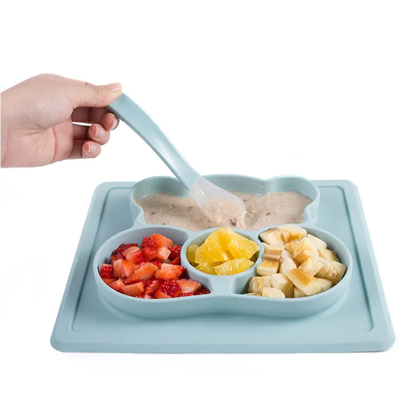 

Silicone Baby Tableware Food Bowl Set Dropshipping Feeding Bowl Waterproof Spoon Kids Bowl Plates Baby Feeding vajilla infantil