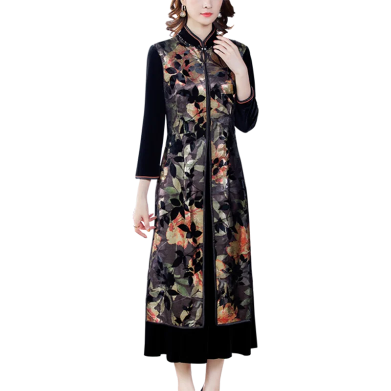 WYWAN New product cheongsam stand collar velvet temperament atmosphere elegant fashionable ladies dress
WYWAN New product cheongsam stand collar velvet temperament atmosphere elegant fashionable ladies dress