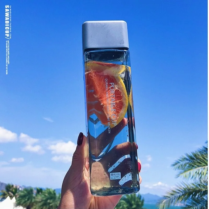 500ml Transparent Square Plastic Matte Water Bottle Outdoor Cold Juice Milk Sport Bottle With Portable Rope Leakproof Multicolor
500ml Transparent Square Plastic Matte Water Bottle Outdoor Cold Juice Milk Sport Bottle With Portable Rope Leakproof Multicolor