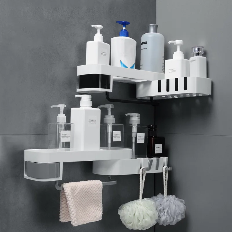 Bathroom Multi-Function Plastic Corner double-layer Storage Rack Kitchen Bathroom Bathroom Draining Shelf Shampoo Seamless Wall
Bathroom Multi-Function Plastic Corner double-layer Storage Rack Kitchen Bathroom Bathroom Draining Shelf Shampoo Seamless Wall