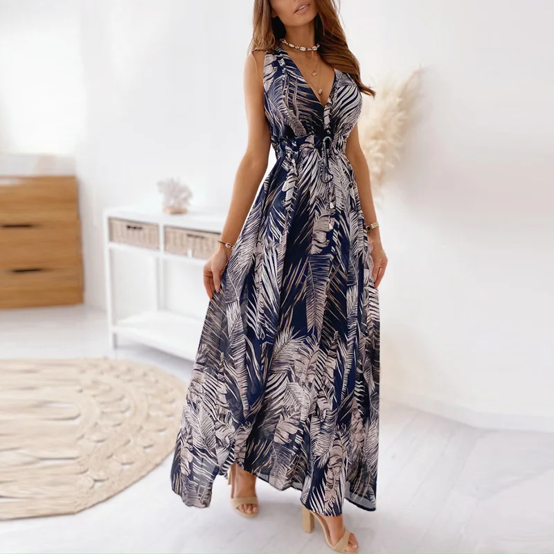 Women Dresses Summer 2021 Sexy V Neck Floral Print Boho Beach Dress Sleeveless Backless Female Vestidos Ladies Vacation Bottoms
Women Dresses Summer 2021 Sexy V Neck Floral Print Boho Beach Dress Sleeveless Backless Female Vestidos Ladies Vacation Bottoms