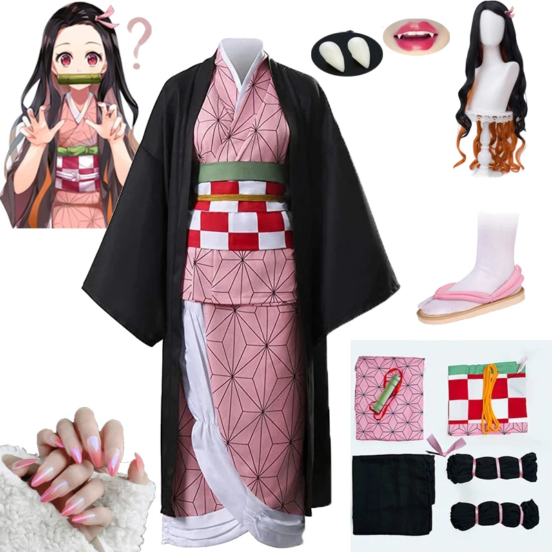 Adult Kids Anime Demon Slayer Kamado Nezuko Kimetsu No Yaiba Full Set Wigs Tooth Mouth Stick Woman Cosplay Shoes Kimono Costume 
Adult Kids Anime Demon Slayer Kamado Nezuko Kimetsu No Yaiba Full Set Wigs Tooth Mouth Stick Woman Cosplay Shoes Kimono Costume