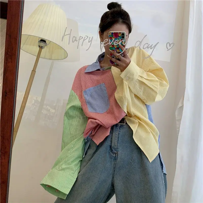 2021 Autumn Long Sleeve Shirt Female Plus Size Women Clothing Hong Kong Design Korean Loose Contrast Color Mid-length Blouse
2021 Autumn Long Sleeve Shirt Female Plus Size Women Clothing Hong Kong Design Korean Loose Contrast Color Mid-length Blouse