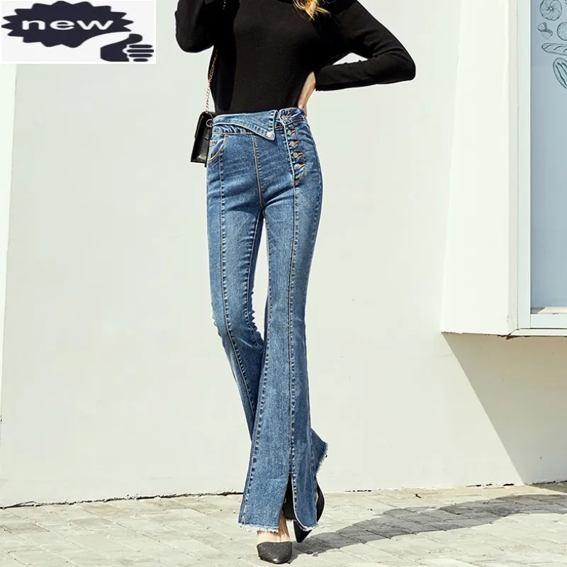 New Fashion Women High Waist Buttons Tassels Denim Flare Slim Fit Push Up Office Ladies Long Trousers Jeans Pants
New Fashion Women High Waist Buttons Tassels Denim Flare Slim Fit Push Up Office Ladies Long Trousers Jeans Pants