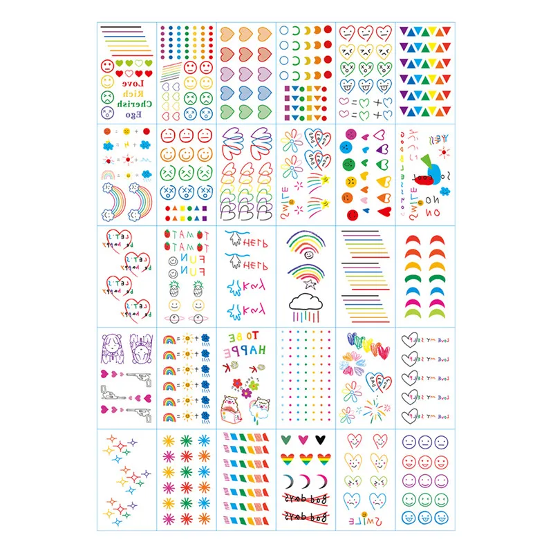 Ins Hyun A Series Colorful Rainbow Expression Tattoo Sticker Face hand Lovely Body Art Fake Tatoo Temporary Waterproof Taty
Ins Hyun A Series Colorful Rainbow Expression Tattoo Sticker Face hand Lovely Body Art Fake Tatoo Temporary Waterproof Taty