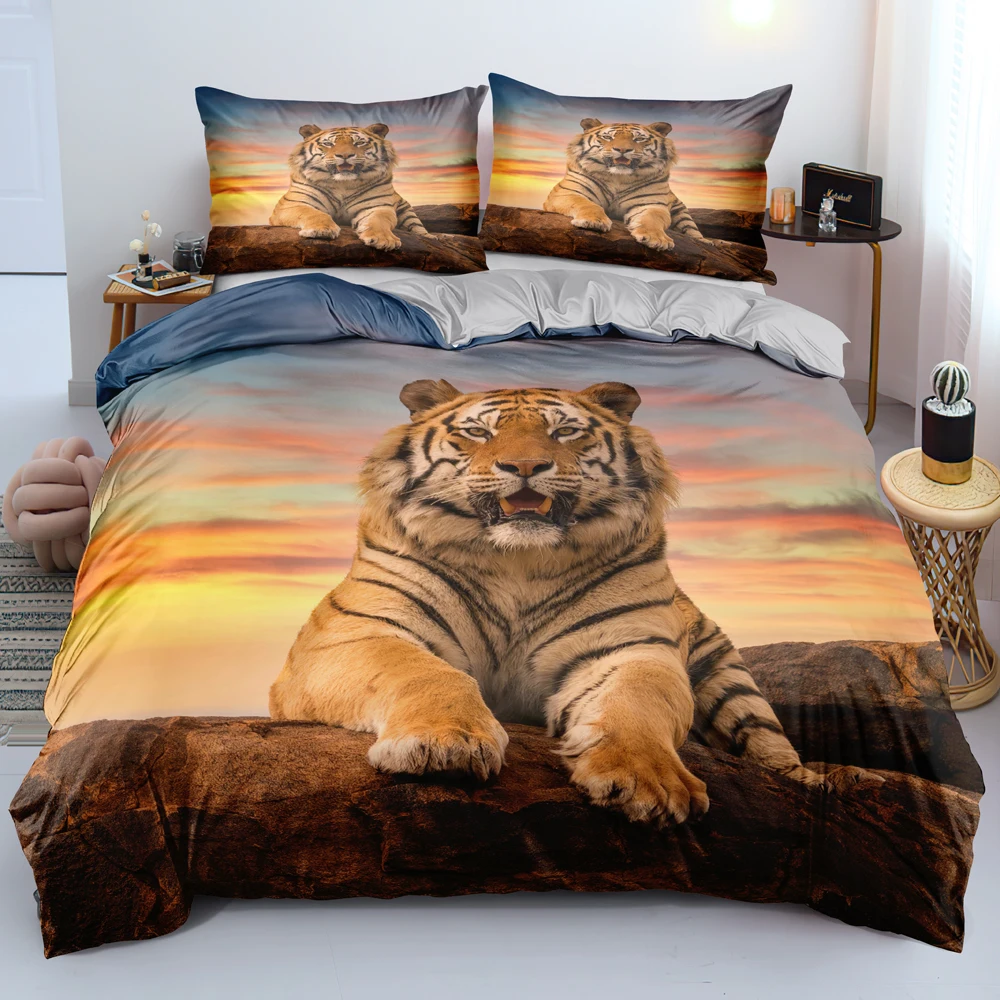 

3D Digital Sunset Tiger Bed Linen Custom Design Quilt/Duvet Cover Set Twin Queen King Size 245x210cm Bedding Set Home Textile