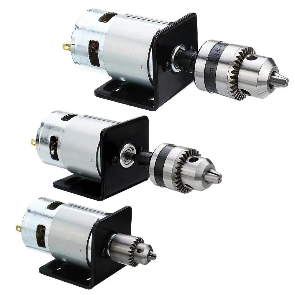 DC 12V Lathe Press 775 Motor With Miniature Hand Drill Chuck and Mounting Bracket Aluminum Alloy + Stainless Steel
DC 12V Lathe Press 775 Motor With Miniature Hand Drill Chuck and Mounting Bracket Aluminum Alloy + Stainless Steel