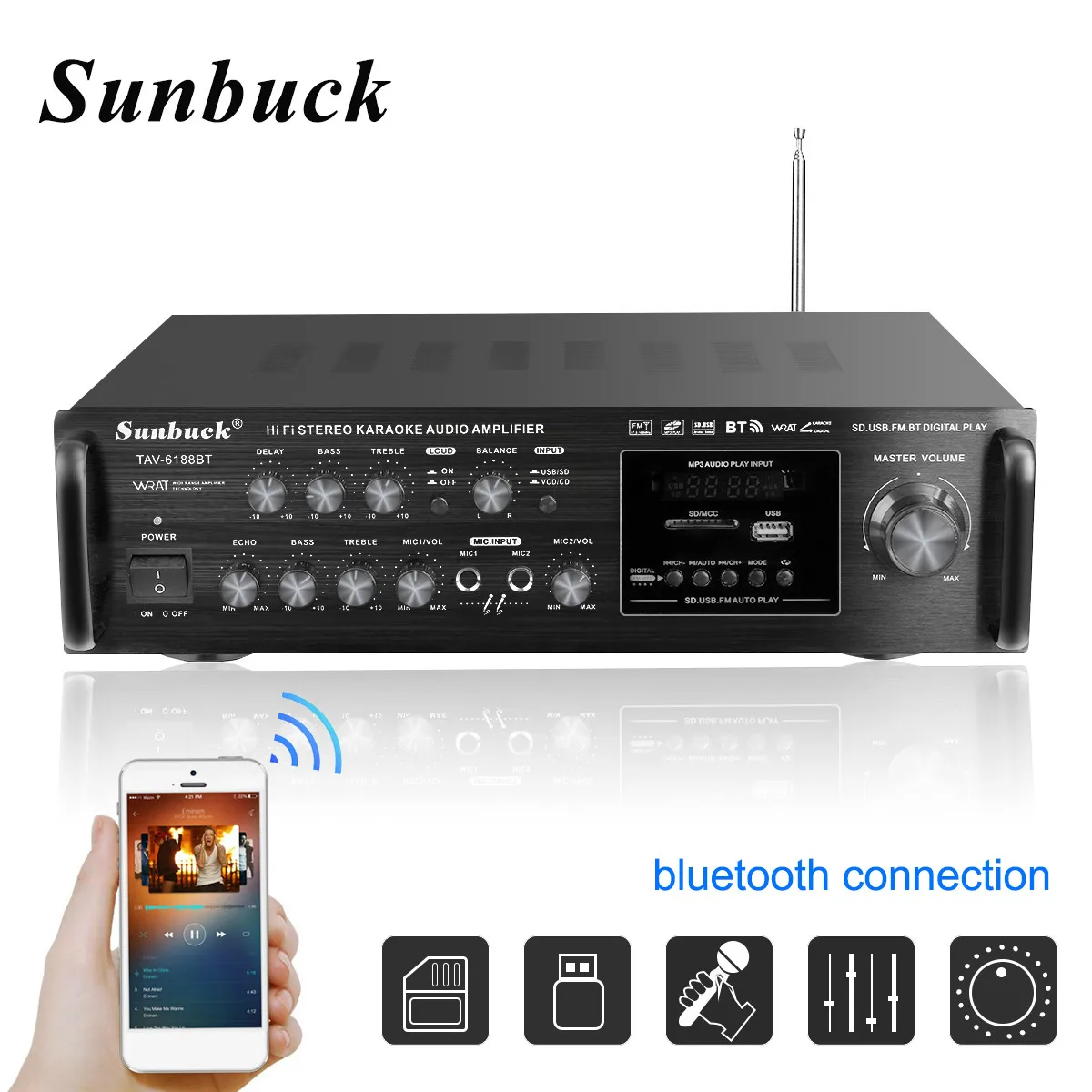 110/220V Цифровые усилители со стереозвуком и мощным басом аудио Мощность Bluetooth усилитель, Hi-Fi, FM радио USB SD светодиодный сабвуфер аудиопроцессо...
110/220V Цифровые усилители со стереозвуком и мощным басом аудио Мощность Bluetooth усилитель, Hi-Fi, FM радио USB SD светодиодный сабвуфер аудиопроцессо...