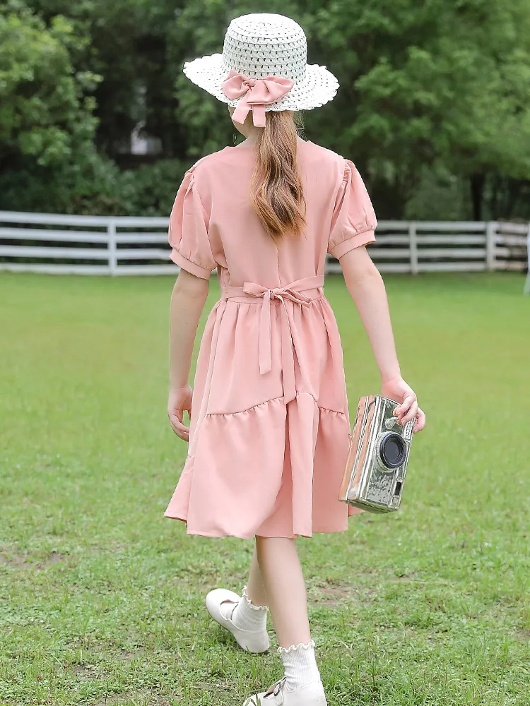 Summer Light Dress For Girls Fashion Peter Pan Collar Short Sleeve Gowns Kids Outdoor Casual Dresses Children Clothing
Summer Light Dress For Girls Fashion Peter Pan Collar Short Sleeve Gowns Kids Outdoor Casual Dresses Children Clothing