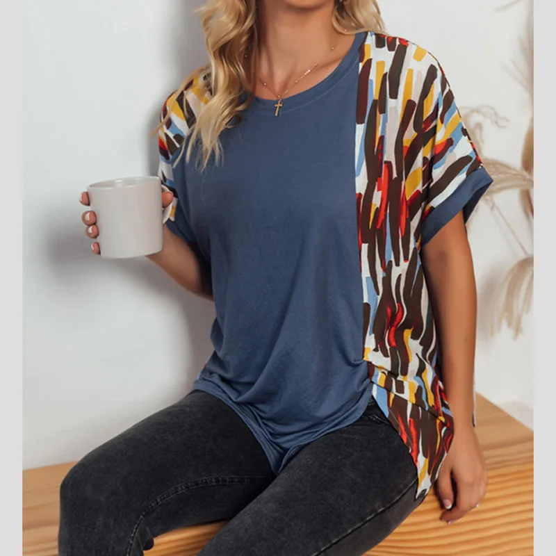 2021 Summer Female New Fashion Casual Tops Lady Round Neck Printing Clothes Women Loose Cotton T-shirt
2021 Summer Female New Fashion Casual Tops Lady Round Neck Printing Clothes Women Loose Cotton T-shirt