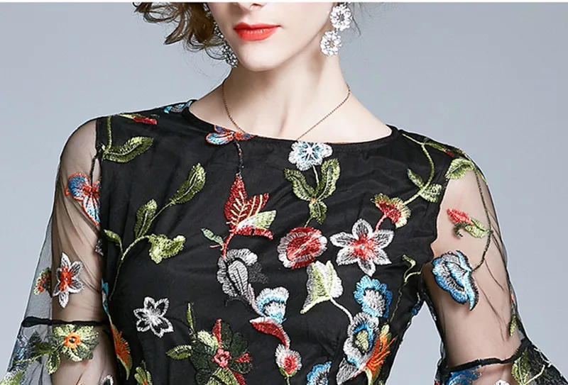 2020 Summer Runway New Women Elegant Flare Sleeve Embroidered Mesh Sexy Dress Women Casual Slim Party Dress Vestidos
2020 Summer Runway New Women Elegant Flare Sleeve Embroidered Mesh Sexy Dress Women Casual Slim Party Dress Vestidos