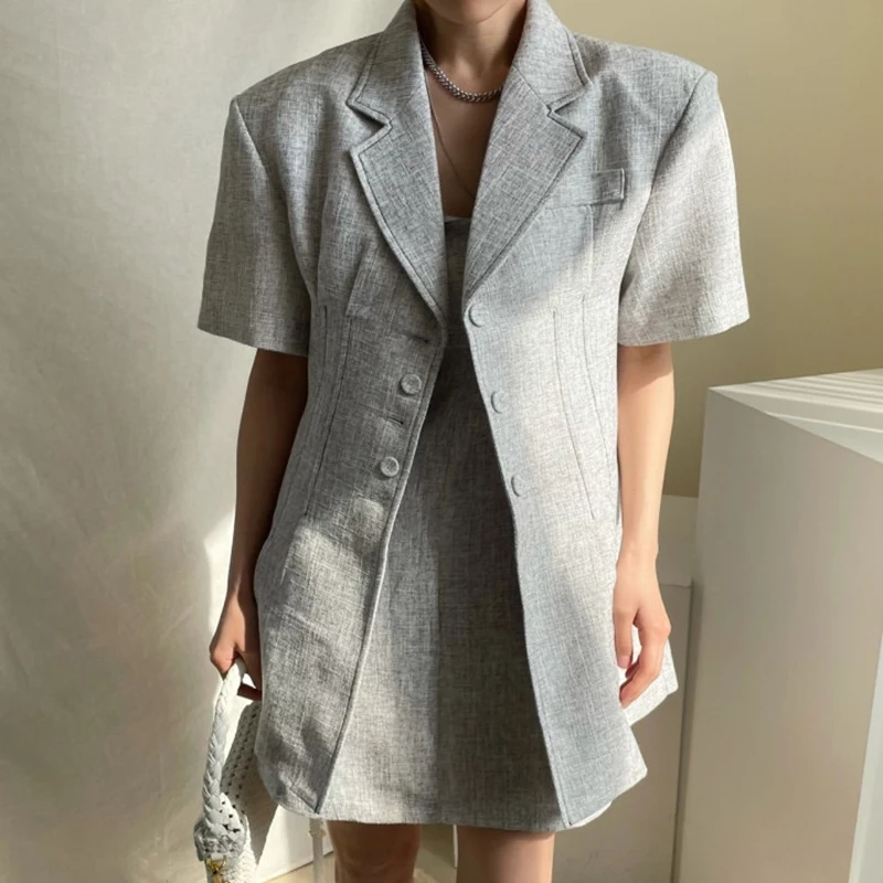 Summer Vintage Two Piece Set Women Short Sleeve Coat and High Waist Mini Strap Dress Casual Sexy Ensemble Femme 2 Pieces Outfits
Summer Vintage Two Piece Set Women Short Sleeve Coat and High Waist Mini Strap Dress Casual Sexy Ensemble Femme 2 Pieces Outfits