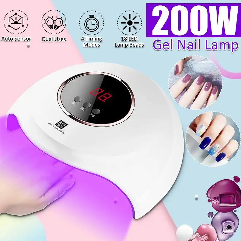 200W UV LED Lamp for Nails Dryer Manicure Gel Nail Dryer Infrared Sensor Drying Nail Polish Lamp Manicure Tools
200W UV LED Lamp for Nails Dryer Manicure Gel Nail Dryer Infrared Sensor Drying Nail Polish Lamp Manicure Tools