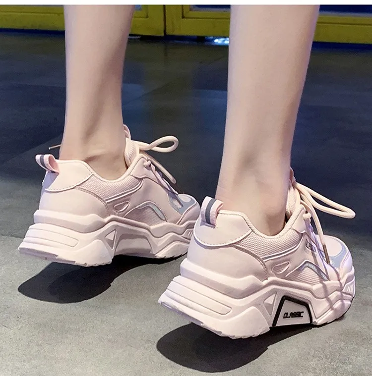 Spring Reflective Platform Sneakers Women Shoes Korean Chunky Sneakers Breathable Lace Up Thick Bottom Pink Casual Shoes Woman
Spring Reflective Platform Sneakers Women Shoes Korean Chunky Sneakers Breathable Lace Up Thick Bottom Pink Casual Shoes Woman