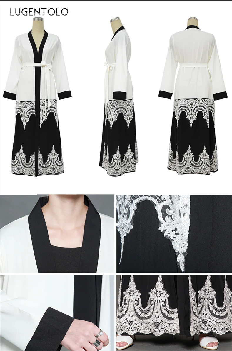 Lugentolo Women Trench Coat Summer Plus Size 5XL Balck White Fashion Lace Stitching Loose Cardigan National Arab Muslim Trench
Lugentolo Women Trench Coat Summer Plus Size 5XL Balck White Fashion Lace Stitching Loose Cardigan National Arab Muslim Trench