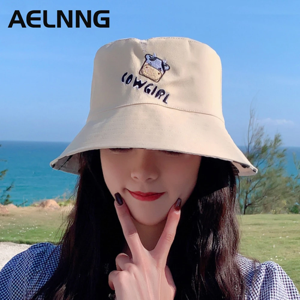 AELNNG Brand Summer New Bucket Hats For Women Lovely Cartoon Cow Double-Sided Wear Fisherman Cap Girl's Embroidery Sun Hat A8031
AELNNG Brand Summer New Bucket Hats For Women Lovely Cartoon Cow Double-Sided Wear Fisherman Cap Girl's Embroidery Sun Hat A8031