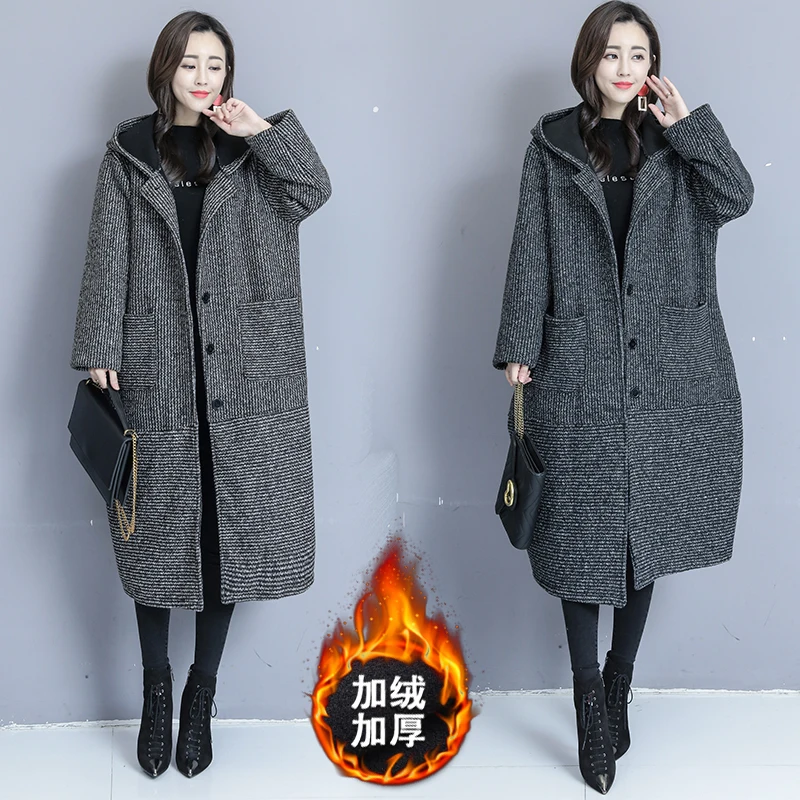 Модное утолщенное женское осенне-зимнее бархатное шерстяное пальто с капюшоном Свободное длинное большого размера 2021 Новинка
Модное утолщенное женское осенне-зимнее бархатное шерстяное пальто с капюшоном Свободное длинное большого размера 2021 Новинка
