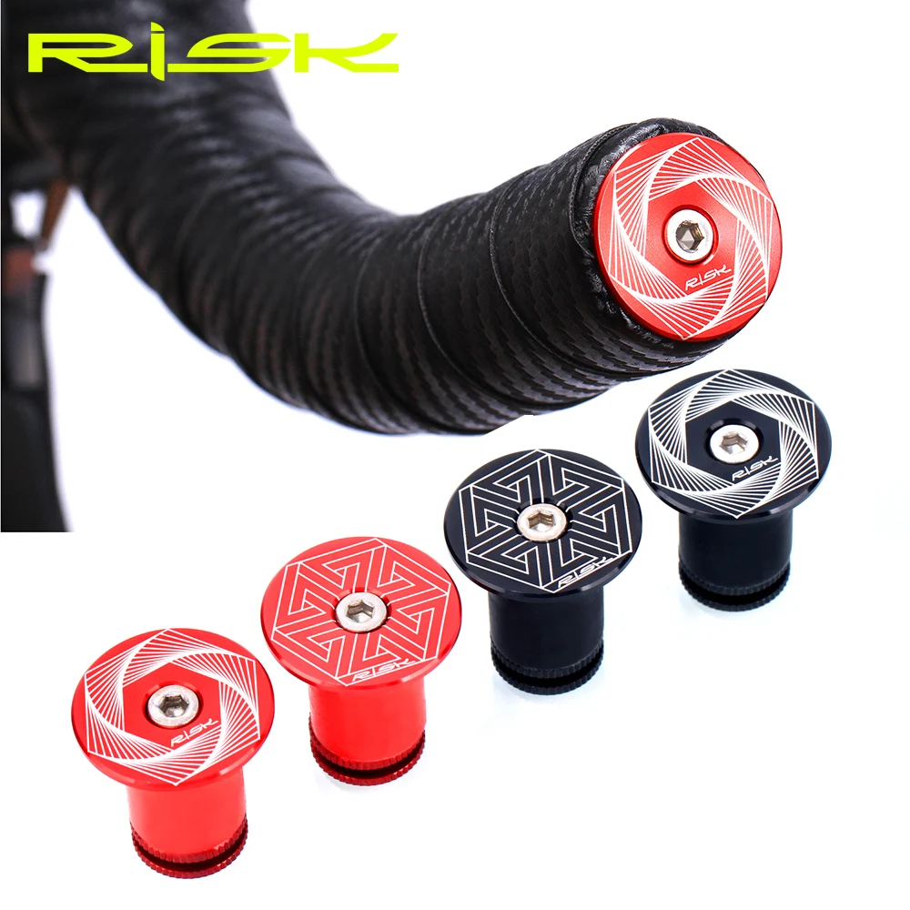 

RISK 1Pair Bike Handlebar Cap Bicycle Grips Aluminum Alloy Bike Handlebar End Lock-On Plugs Bar Grips Caps Covers Lightweight