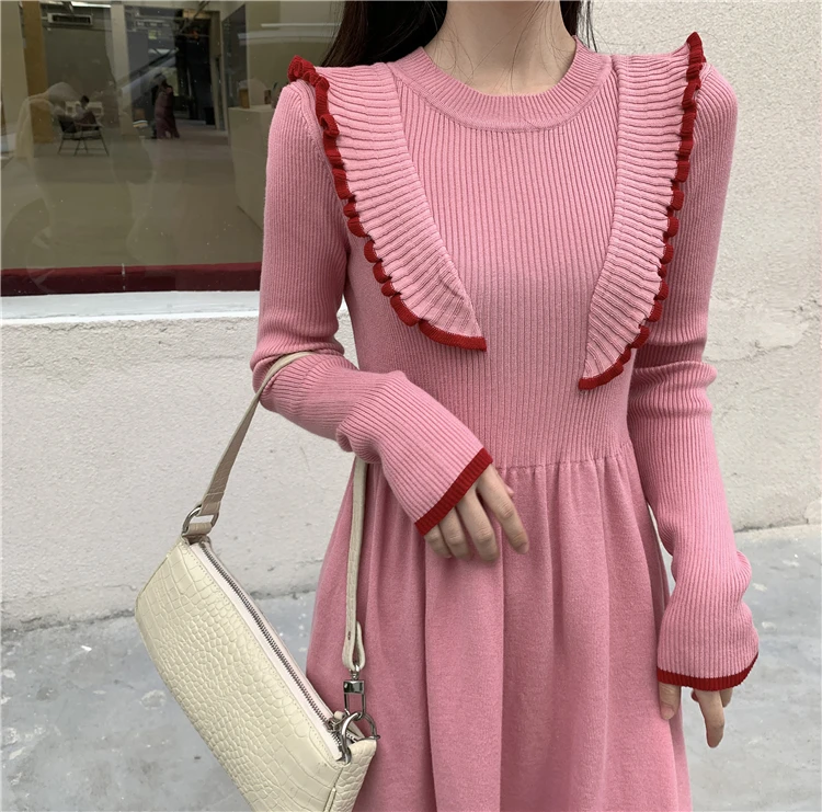Autumn Winter Knit Long Dress Sweet Woman Cute Ruffles Full Sleeve Slim Bodycon Robe Sweater Dresses Women Party Dress
Autumn Winter Knit Long Dress Sweet Woman Cute Ruffles Full Sleeve Slim Bodycon Robe Sweater Dresses Women Party Dress