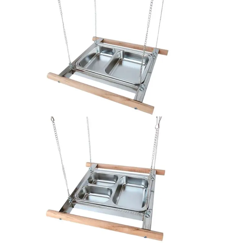 Hanging Stainless Steel Bird Feeder Cup Parrot Cage Food Water Bowl Feeding Dish
