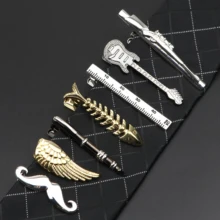 Mens Metal Tie Clip Luxury Airplane Beard Sword Dinosaur Pen Guitar Shape New Design Fashion Wedding Party Bar Tie Accessories