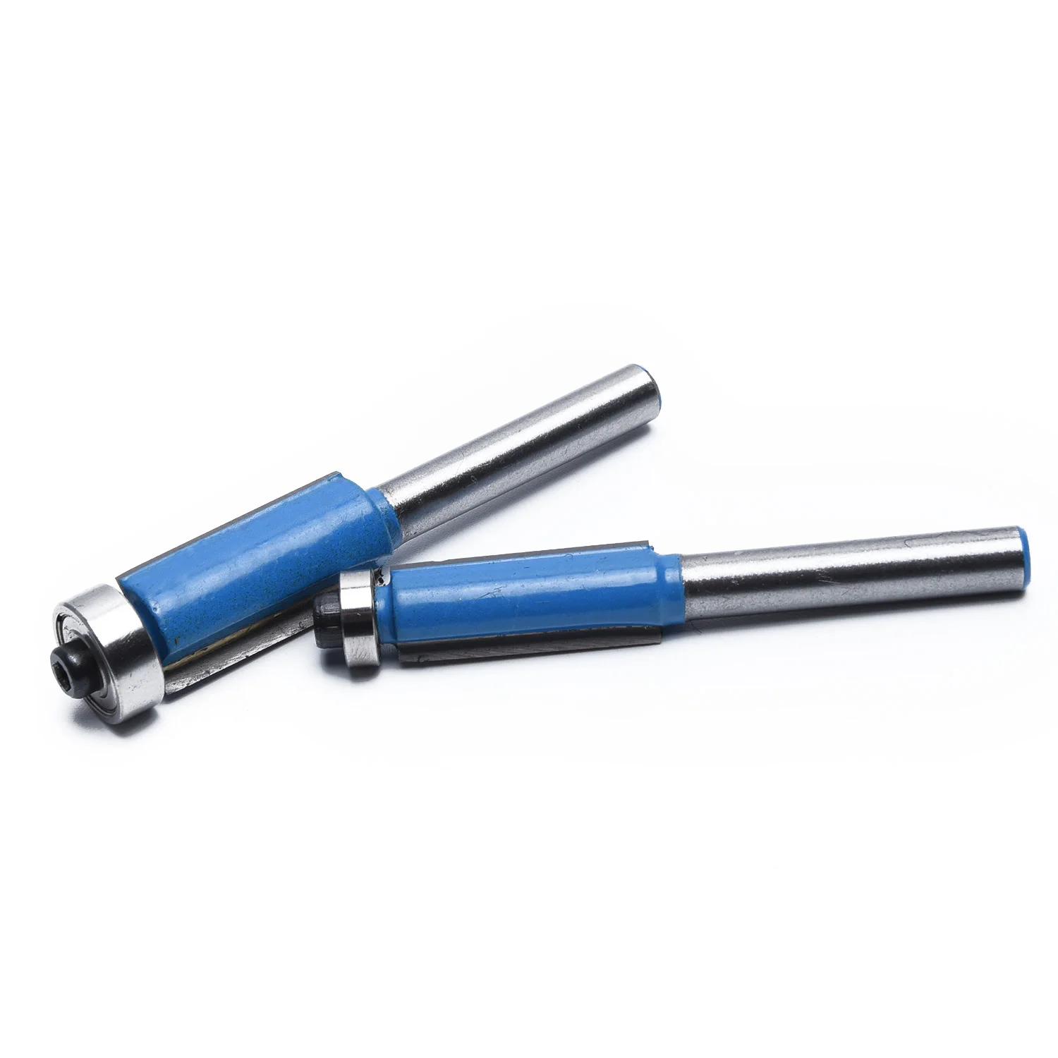 Professional Flush Trim Router Bit Kit 4pcs Wood Cutting End Dual Flute Bearing Bit Tool Blue+Silver
Professional Flush Trim Router Bit Kit 4pcs Wood Cutting End Dual Flute Bearing Bit Tool Blue+Silver
