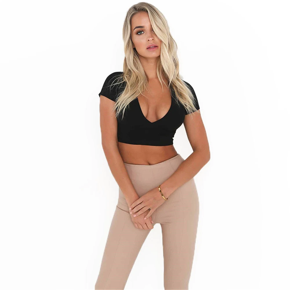 Fashion Women V Neck Back bandage Short Tops T-shirts Women Summer Back Lace-Up Crop Top
Fashion Women V Neck Back bandage Short Tops T-shirts Women Summer Back Lace-Up Crop Top