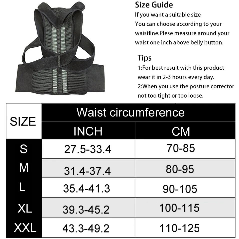 Health Care Adjustable Orthopedic Posture Corrector Correction Brace Shoulder Back Support Bone Waist Spine Belt For Women Men
Health Care Adjustable Orthopedic Posture Corrector Correction Brace Shoulder Back Support Bone Waist Spine Belt For Women Men