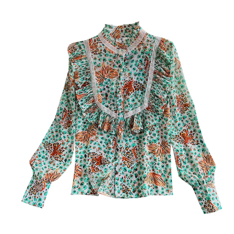 fairy Ruffle floral top spring and Autumn New Korean sweet temperament printing ear stand Collar Chiffon shirt girl
fairy Ruffle floral top spring and Autumn New Korean sweet temperament printing ear stand Collar Chiffon shirt girl