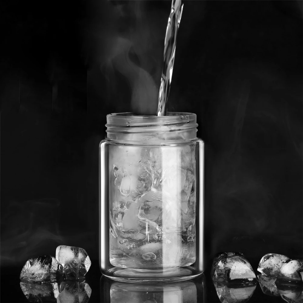 200 мл стеклянная бутылка для воды с пакетом высокая боросиликатная двойная чая