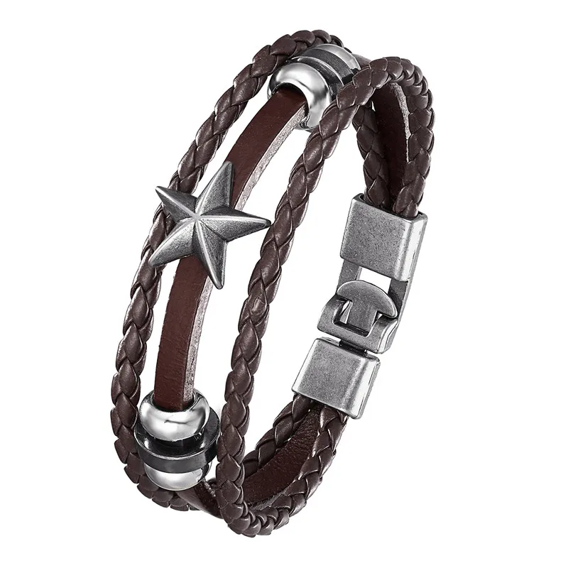 Vintage Multilayer Leather Pentagram Bracelet Men's Fashion Woven Handmade Star Rope Wrap Bracelet and Bracelet Men's Gift
Vintage Multilayer Leather Pentagram Bracelet Men's Fashion Woven Handmade Star Rope Wrap Bracelet and Bracelet Men's Gift