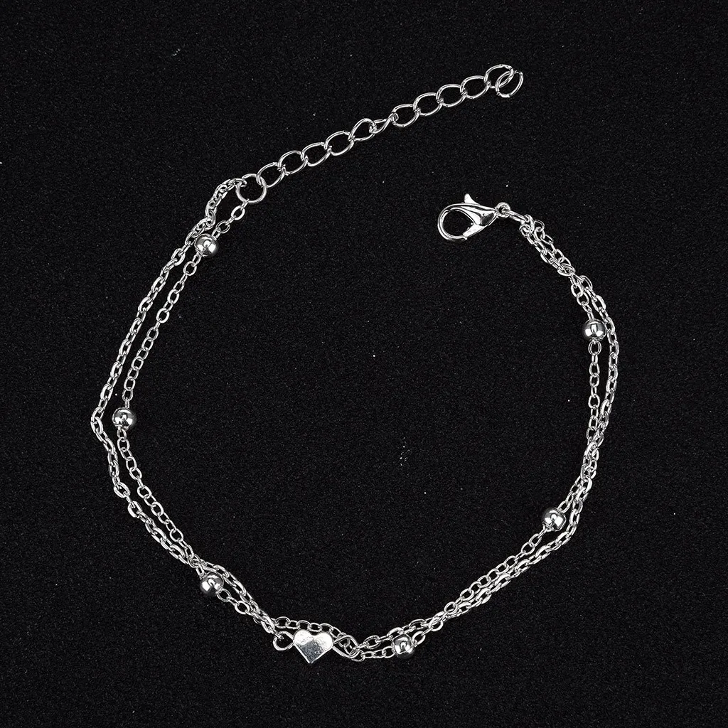 Women Stainless Steel Anklets Love Heart Charm Ankle Bracelet Anklet Accesorios Small Jewelry Mujer Bohemian Jewelry#35 | Украшения и