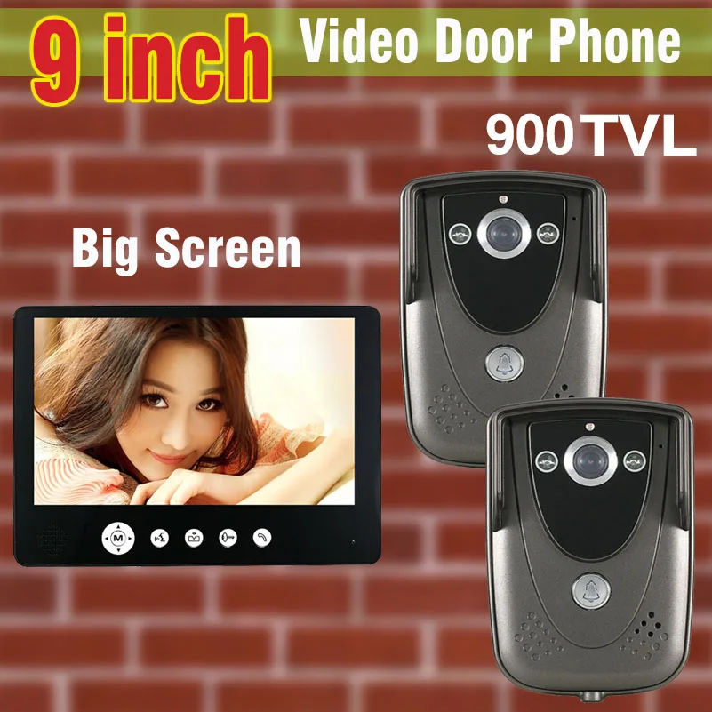 Video Intercom System 9 inch Big Screen 900TVL HD Camera Video Door Phone DoorBell IR Night Vision Camera video doorphone 1V2
Video Intercom System 9 inch Big Screen 900TVL HD Camera Video Door Phone DoorBell IR Night Vision Camera video doorphone 1V2