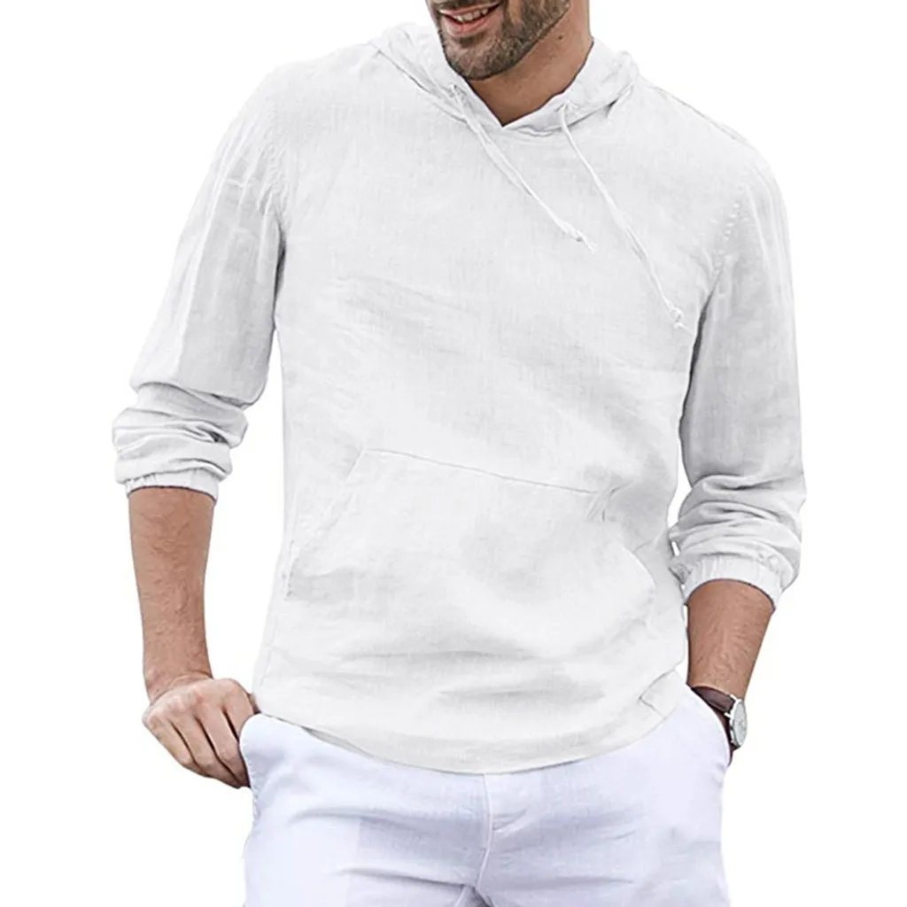 Мужская футболка с длинным рукавом и капюшоном Повседневная Свободная тонкая