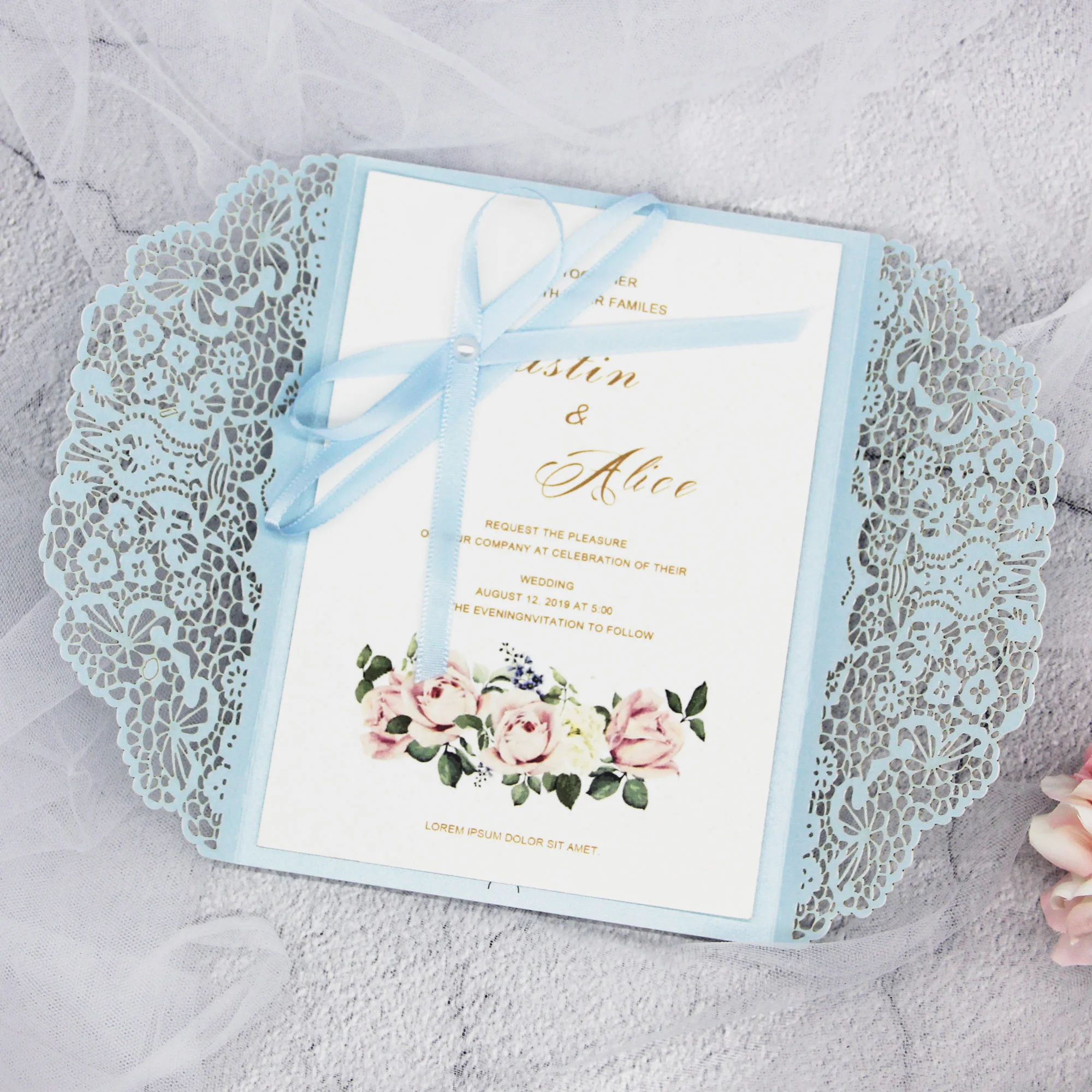50pieces/lot Laser Cut Wedding Invitation Card Engagement Birthday Baptism Invitations With Ribbon And Diamond
50pieces/lot Laser Cut Wedding Invitation Card Engagement Birthday Baptism Invitations With Ribbon And Diamond