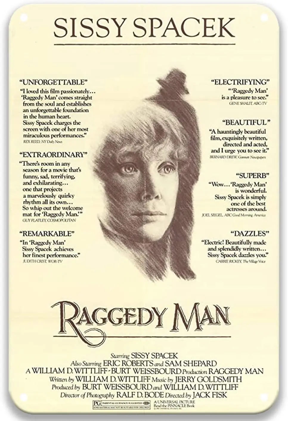 Raggedy Man (1981) Tin Signs Vintage Movies Poster Plate Painted for Art Bar Bedroom Decor Home Wall 8x12 Inches
Raggedy Man (1981) Tin Signs Vintage Movies Poster Plate Painted for Art Bar Bedroom Decor Home Wall 8x12 Inches