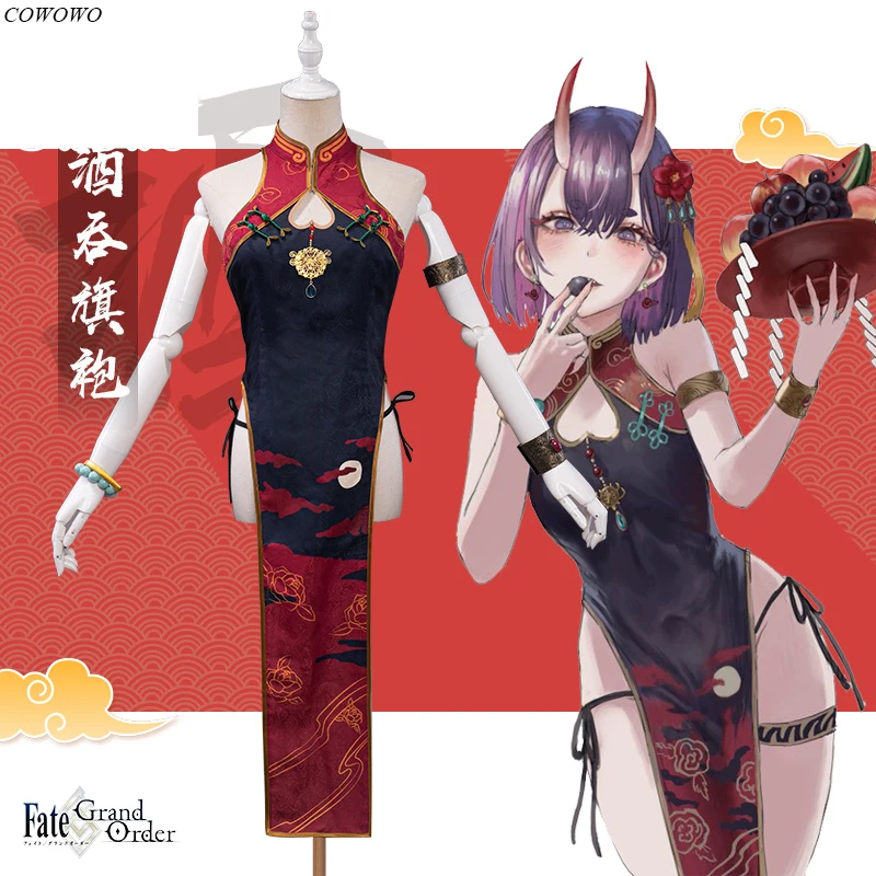 

Anime! Fate/Grand Order FGO Shuten-douji Cheongsam Lovely Dress Uniform Cosplay Costume Halloween Party Outfit Women 2021 NEW