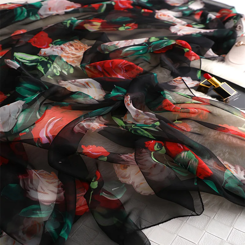 New Fashion Spring Silk Solid Scarf For Women Rose print Long Soft Wraps and Shawls Beach Hijab Female Foulard
New Fashion Spring Silk Solid Scarf For Women Rose print Long Soft Wraps and Shawls Beach Hijab Female Foulard