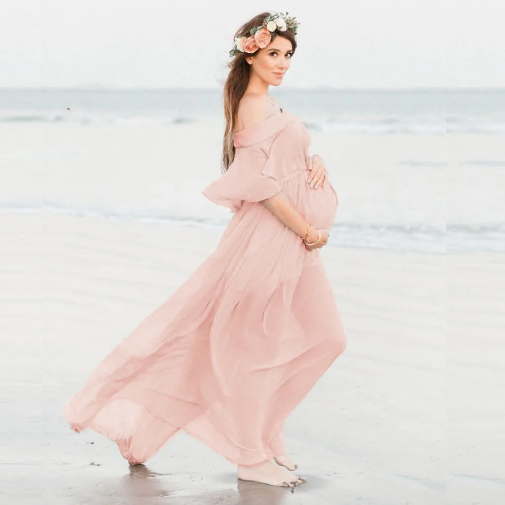 

Пикантные платья для беременных без Плеч для фотосессии с оборками шифоновое платье для беременных Макси реквизит для фотографии платья дл...
