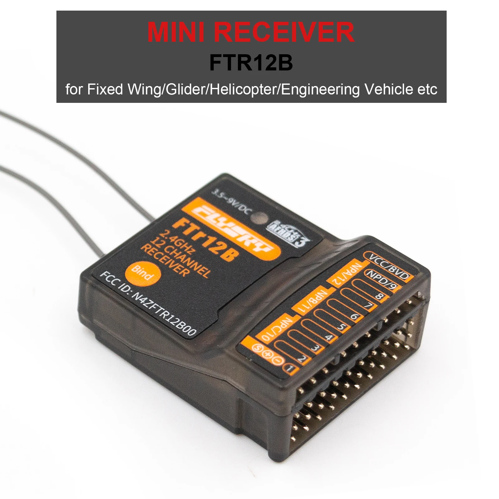 FLYSKY FTR12B 2.4GHz 12CH Receiver Dual Antennas PWM PPM i.BUS S.BUS Output For PL18 NB4 NB4 Lite AFHDS3 Transmitters FRM302
FLYSKY FTR12B 2.4GHz 12CH Receiver Dual Antennas PWM PPM i.BUS S.BUS Output For PL18 NB4 NB4 Lite AFHDS3 Transmitters FRM302