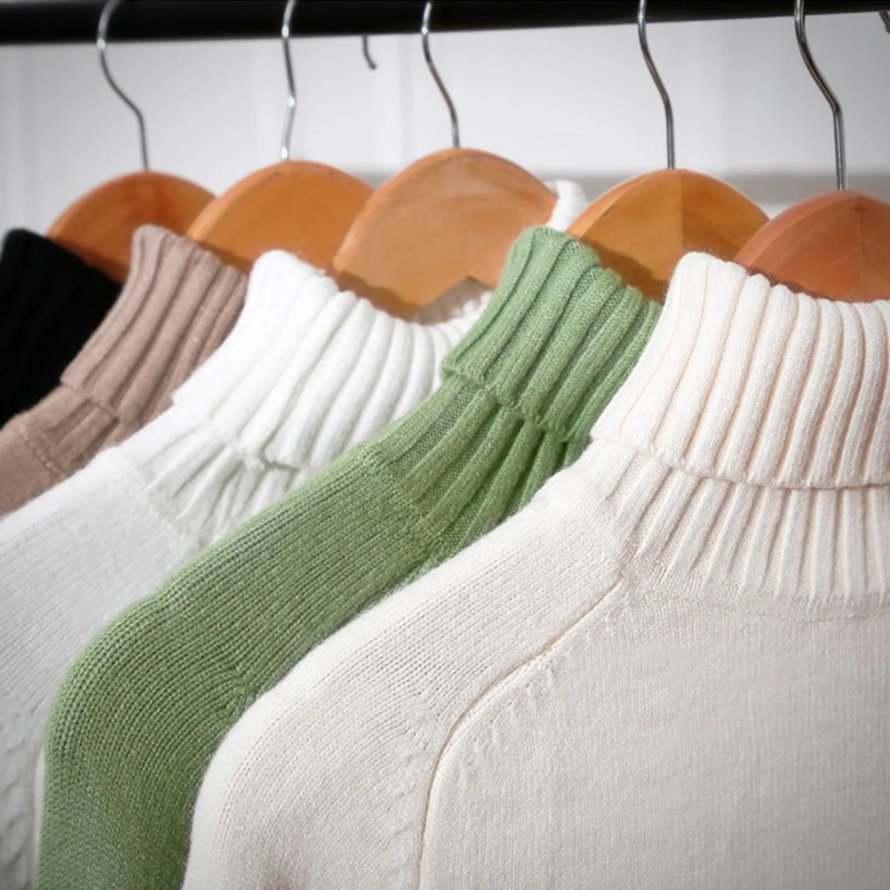 Женский свитер из 100% мериносовой шерсти теплый мягкий вязаный пуловер с высоким