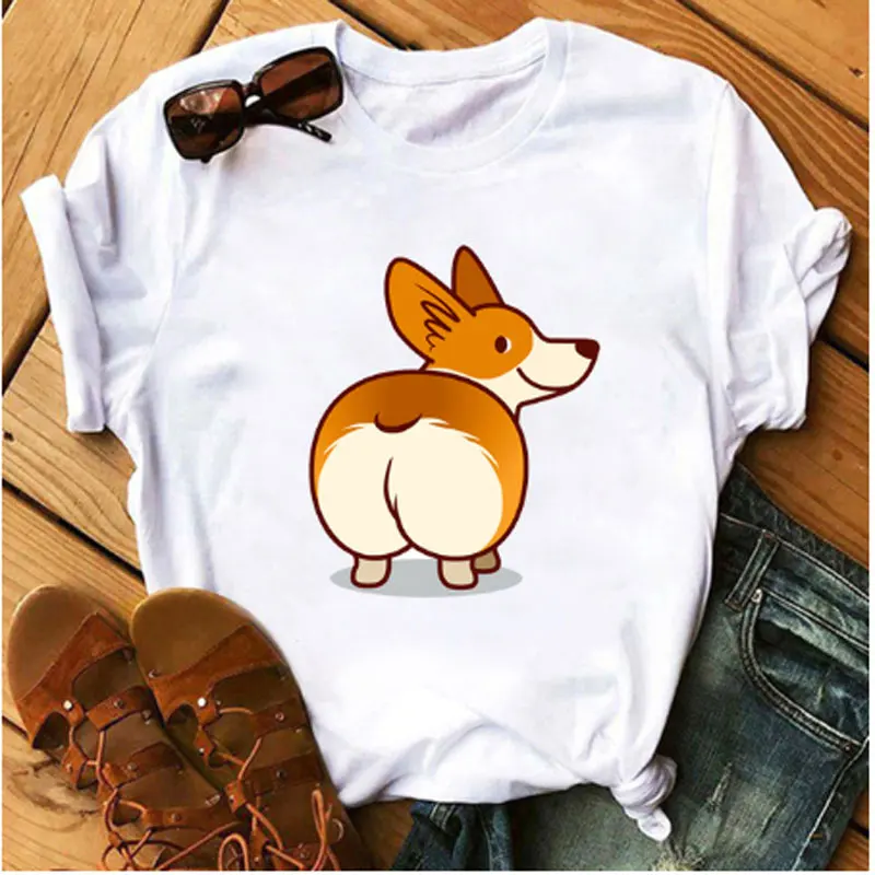 Женские новые милые корги женские футболки Harajuku Ulzzang с красивым принтом веселые