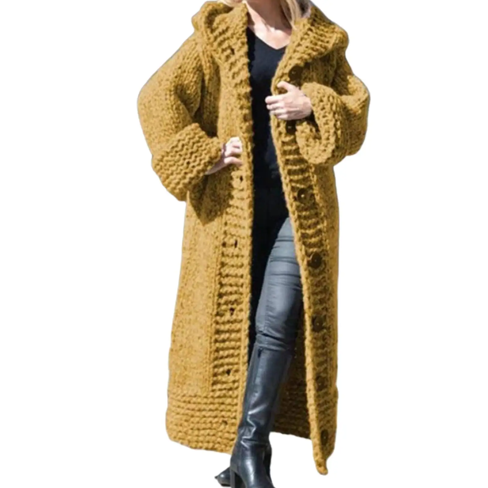 2021 Plus Size Sweater Coat Women Winter Buttons Cardigan Long Sleeve Hooded Mid-length Knit Sweater Coat Jacket
2021 Plus Size Sweater Coat Women Winter Buttons Cardigan Long Sleeve Hooded Mid-length Knit Sweater Coat Jacket