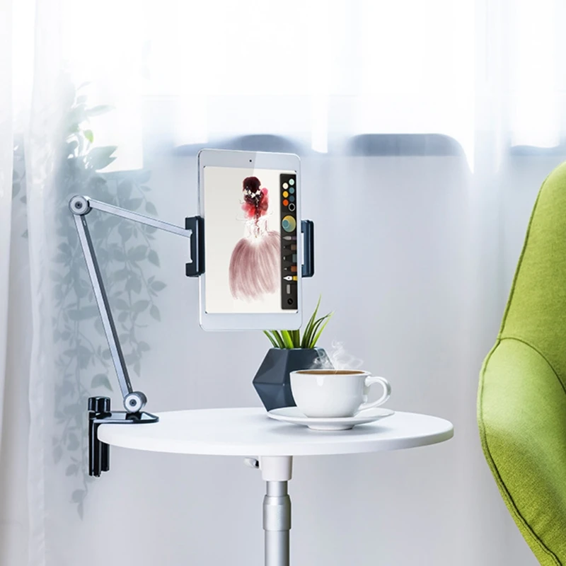 Tablet Stand Rotating Long Arm Mobile Phone Holder Height/Angle Adjustable Aluminium Alloy Tablet Mount for 4-13'' Phone Tablets 
Tablet Stand Rotating Long Arm Mobile Phone Holder Height/Angle Adjustable Aluminium Alloy Tablet Mount for 4-13'' Phone Tablets