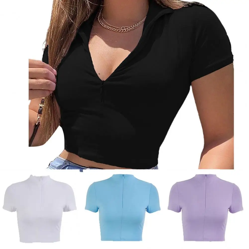 Sexy Women Summer Deep V Neck Zipper Short Sleeve Slim Crop Top Blouse T-shirt
Sexy Women Summer Deep V Neck Zipper Short Sleeve Slim Crop Top Blouse T-shirt